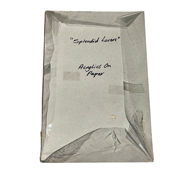 ORIGINAL ART Acrylic Painting on Paper "Splendid Lovers" Fat Botttomed Girl - Picture 5 of 8